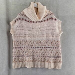 Free People Cream and Brown Cowl Neck Sweater S/P